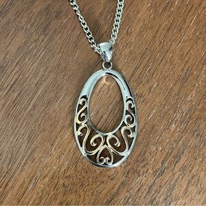 BOGO Lia Sophia Two-Tone Pendant on Silver Tone Chain